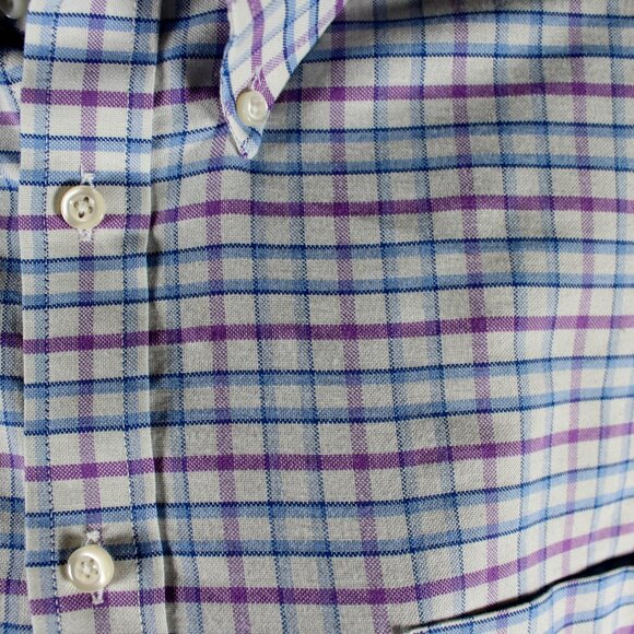 Men's Stafford Plaid Short Sleeve Button Down Shirt - Size 18 Reg - Picture 4 of 6